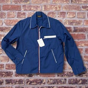 Vintage Vanderbilt Harrington Jacket Permanent Press M Blue Full Zip NWT NOS